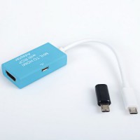 Micro USB al adaptador de HDMI MHL Micro HDTV con 11 pines para Micro de 5 pines Conector para Samsung Galaxy S2 i9100 de Samsung, HTC, etc (azul)